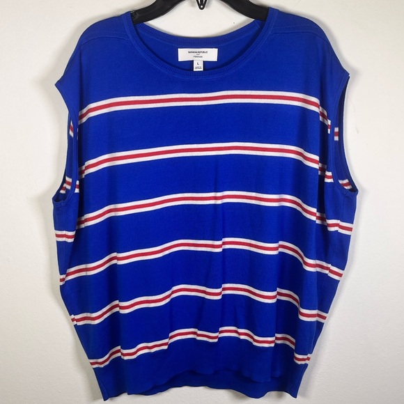 Banana Republic Factory Sweaters - Banana Republic Vibrant Blue Top with Orange White Stripes